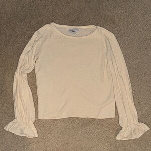Madewell Cream Long Sleeve Ruffle Top